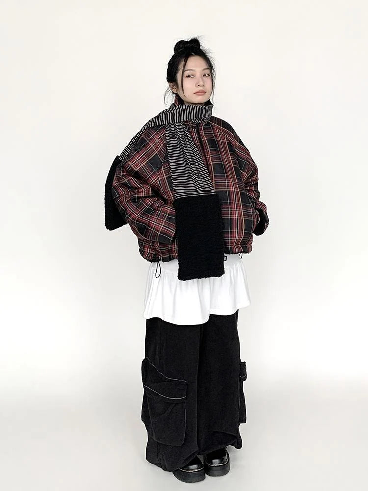 Blackberry Plaid Sherpa-Lined Winter Jacket Coats