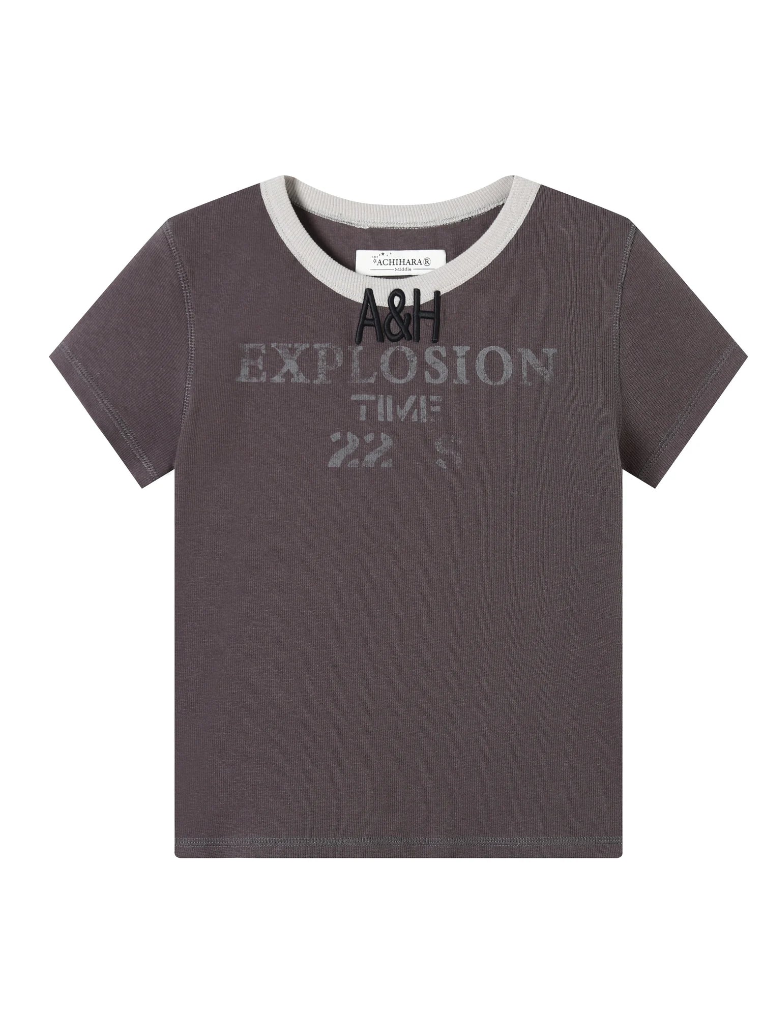 Explosion Color Block Ribbed Lettering Tee