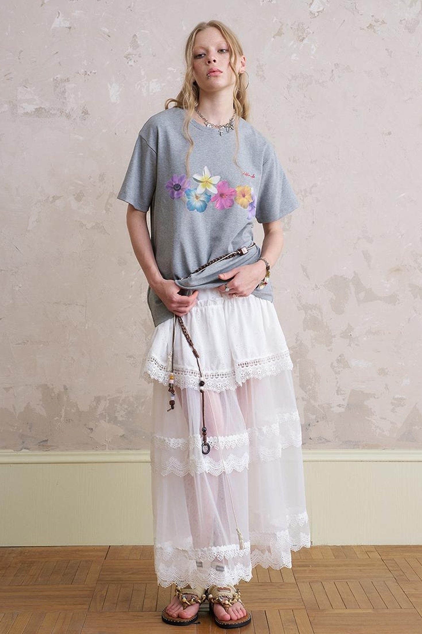 DIDDI MODA Blooming Floral Print Cotton Tee
