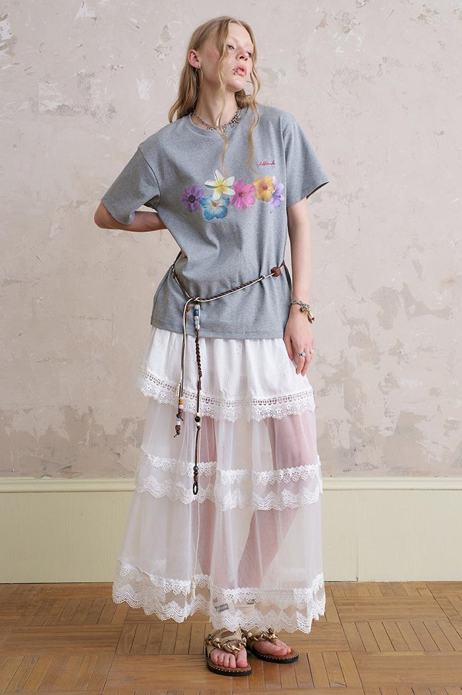 DIDDI MODA Blooming Floral Print Cotton Tee