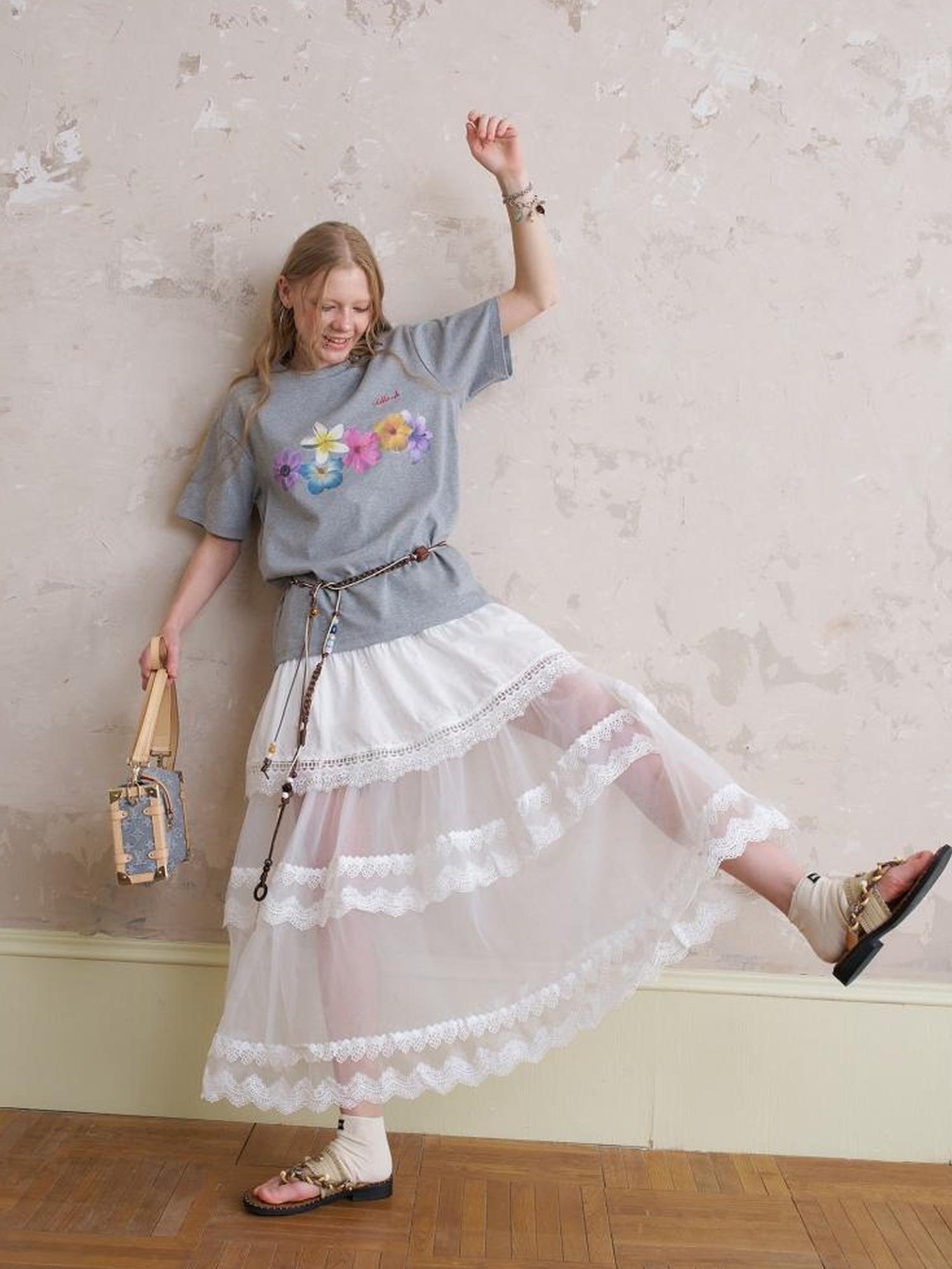 DIDDI MODA Blooming Floral Print Cotton Tee