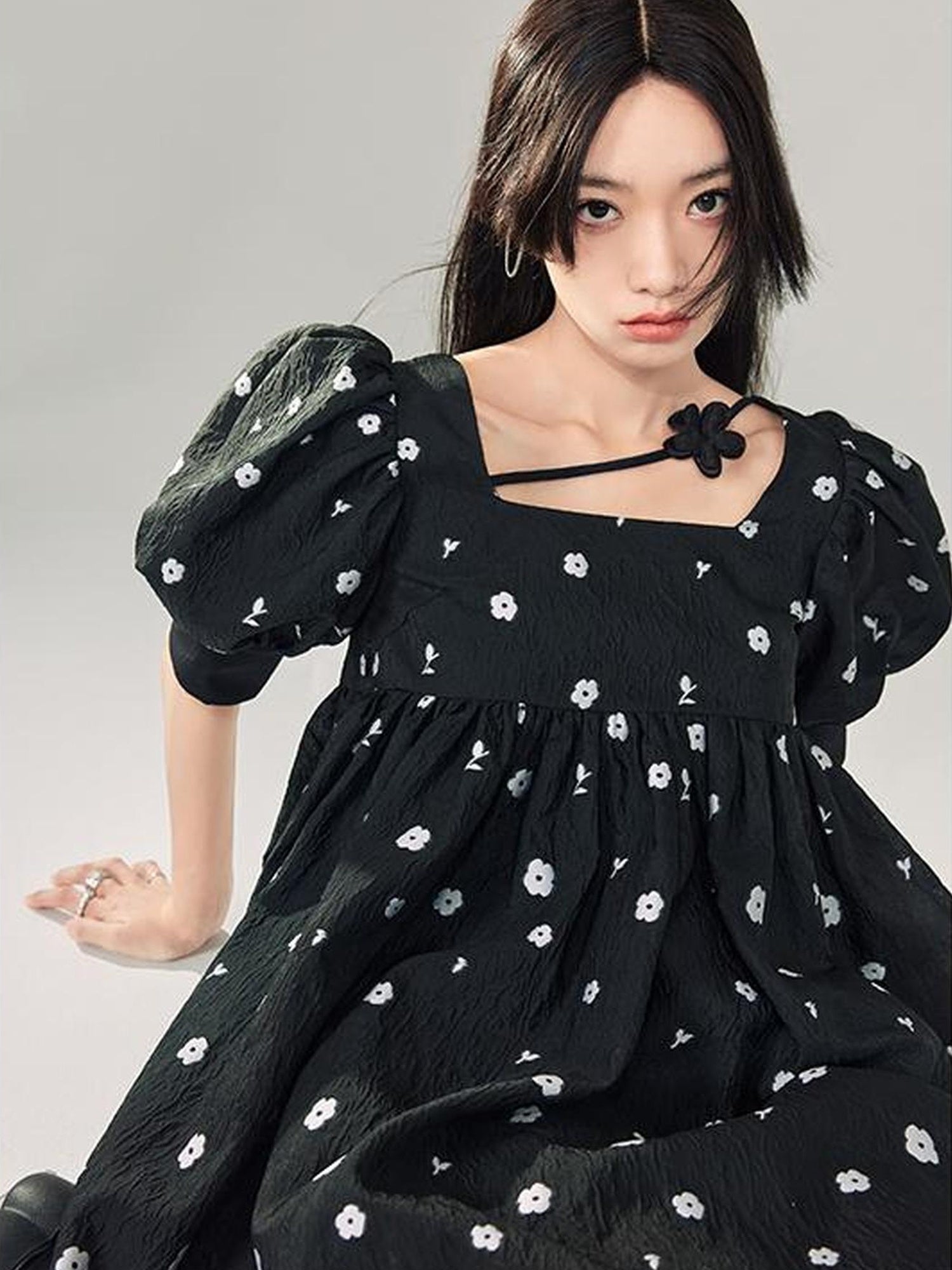 DIDDI MODA Blossom Sleeve Floral Tie Princess Dress