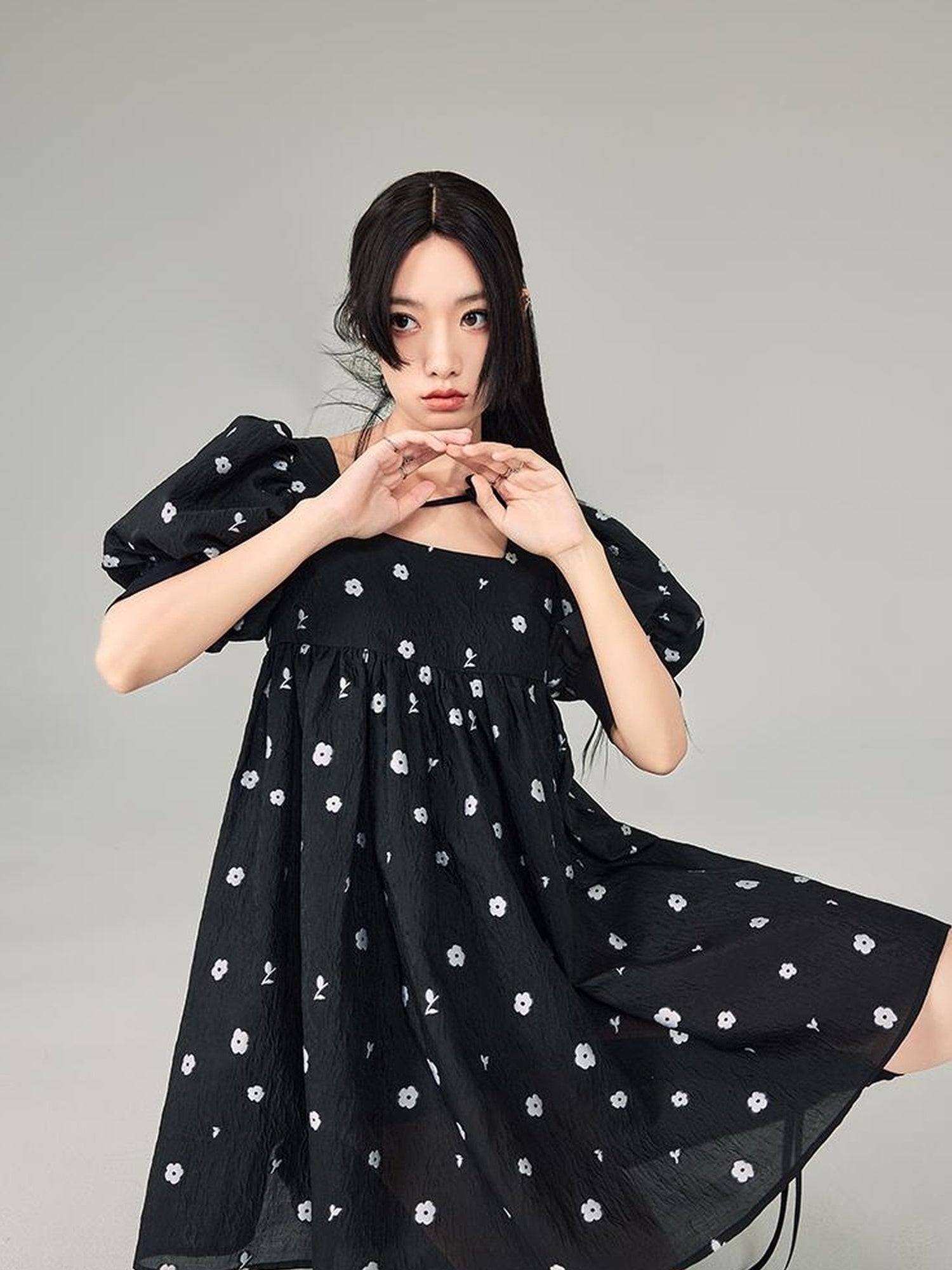 DIDDI MODA Blossom Sleeve Floral Tie Princess Dress