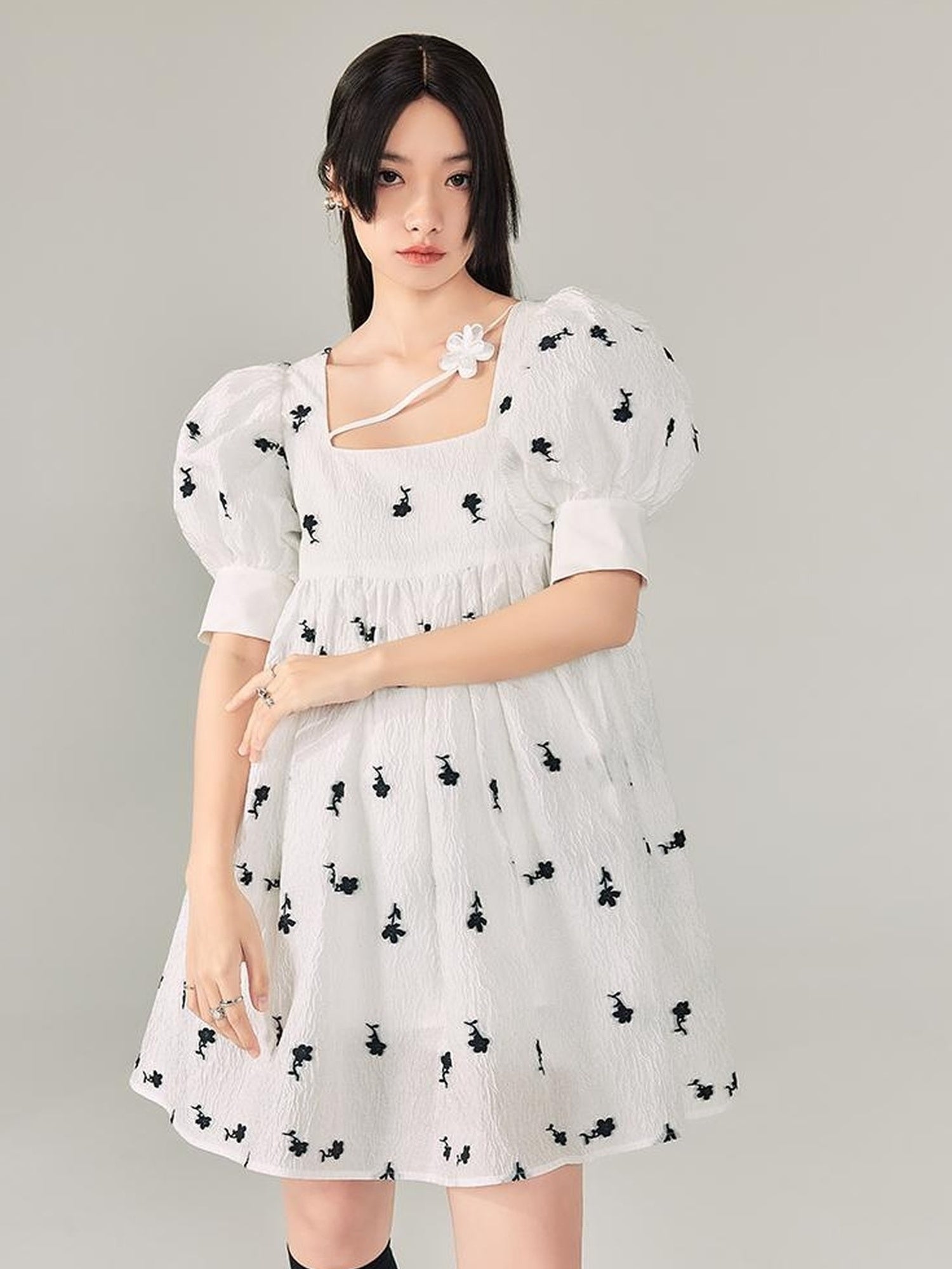 DIDDI MODA Blossom Sleeve Floral Tie Princess Dress