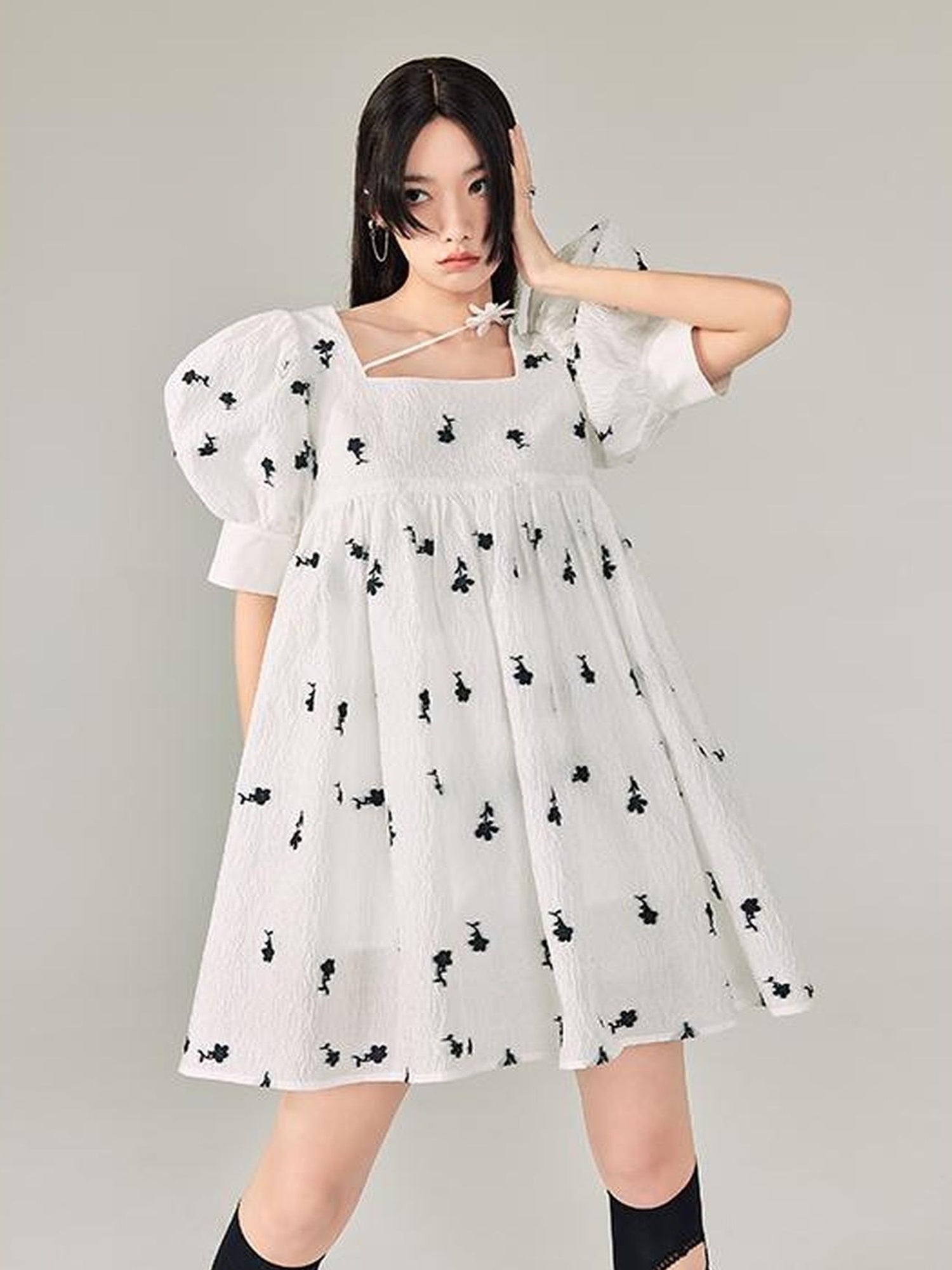 DIDDI MODA Blossom Sleeve Floral Tie Princess Dress