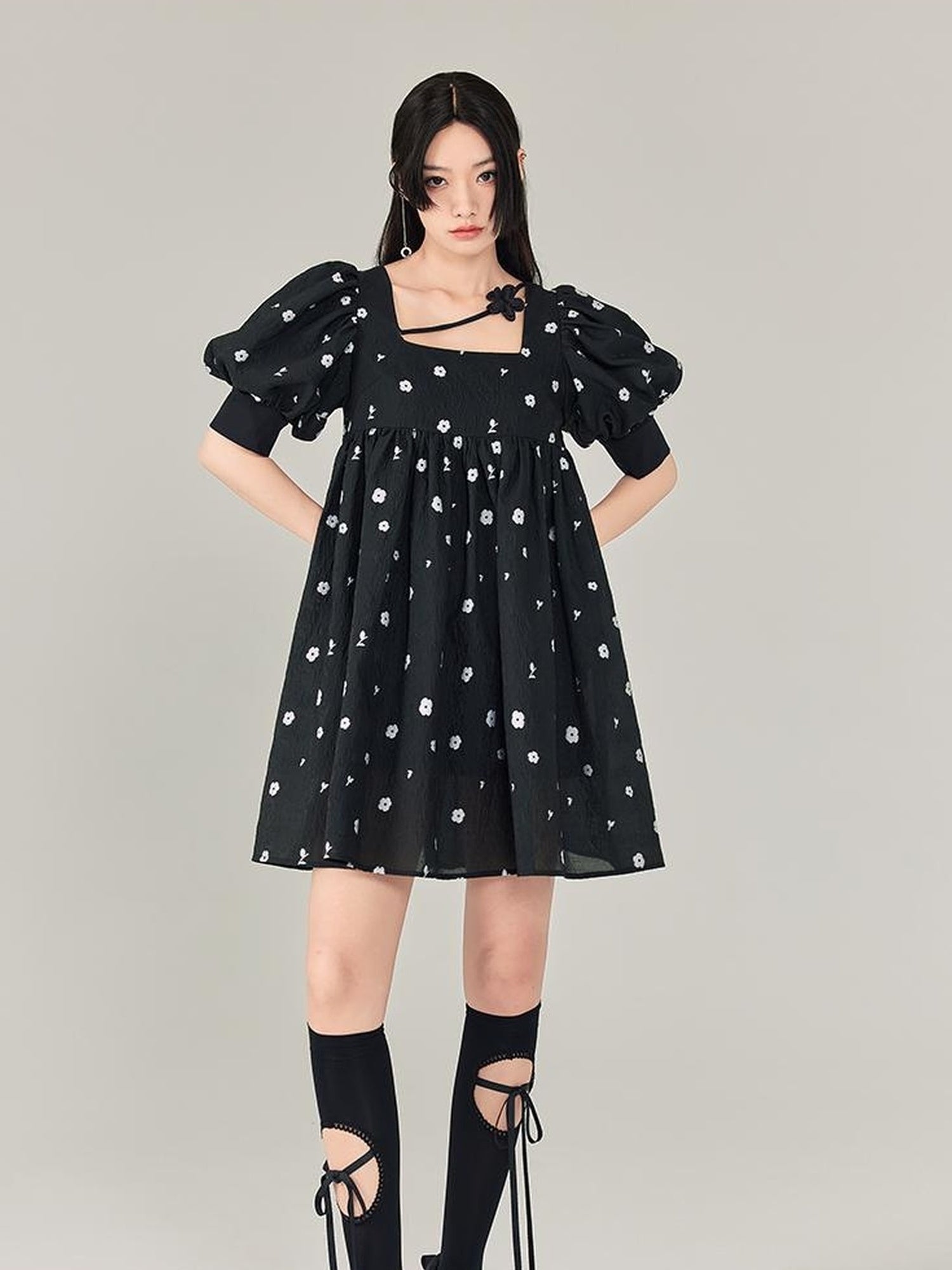 DIDDI MODA Blossom Sleeve Floral Tie Princess Dress