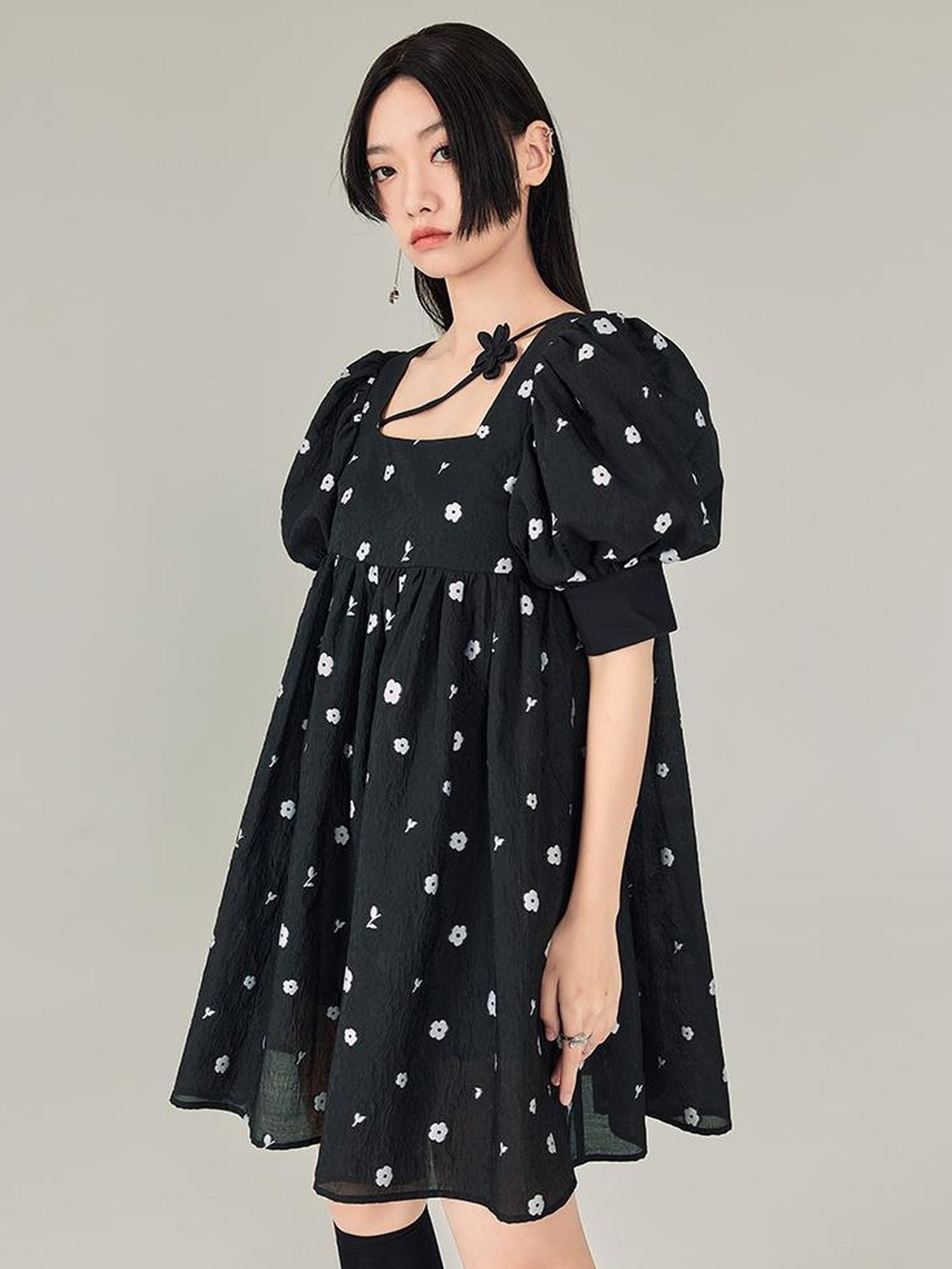 DIDDI MODA Blossom Sleeve Floral Tie Princess Dress