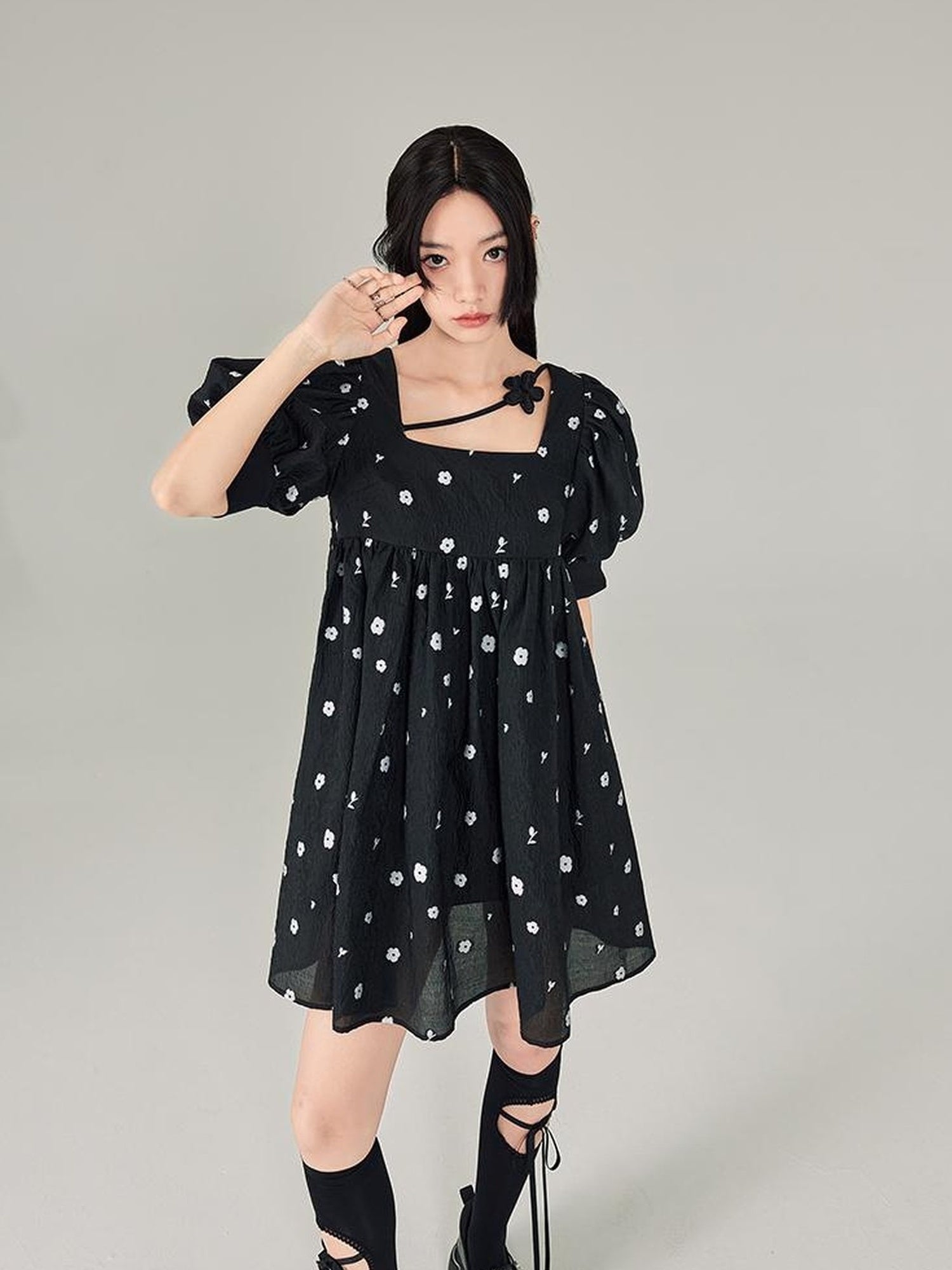 DIDDI MODA Blossom Sleeve Floral Tie Princess Dress