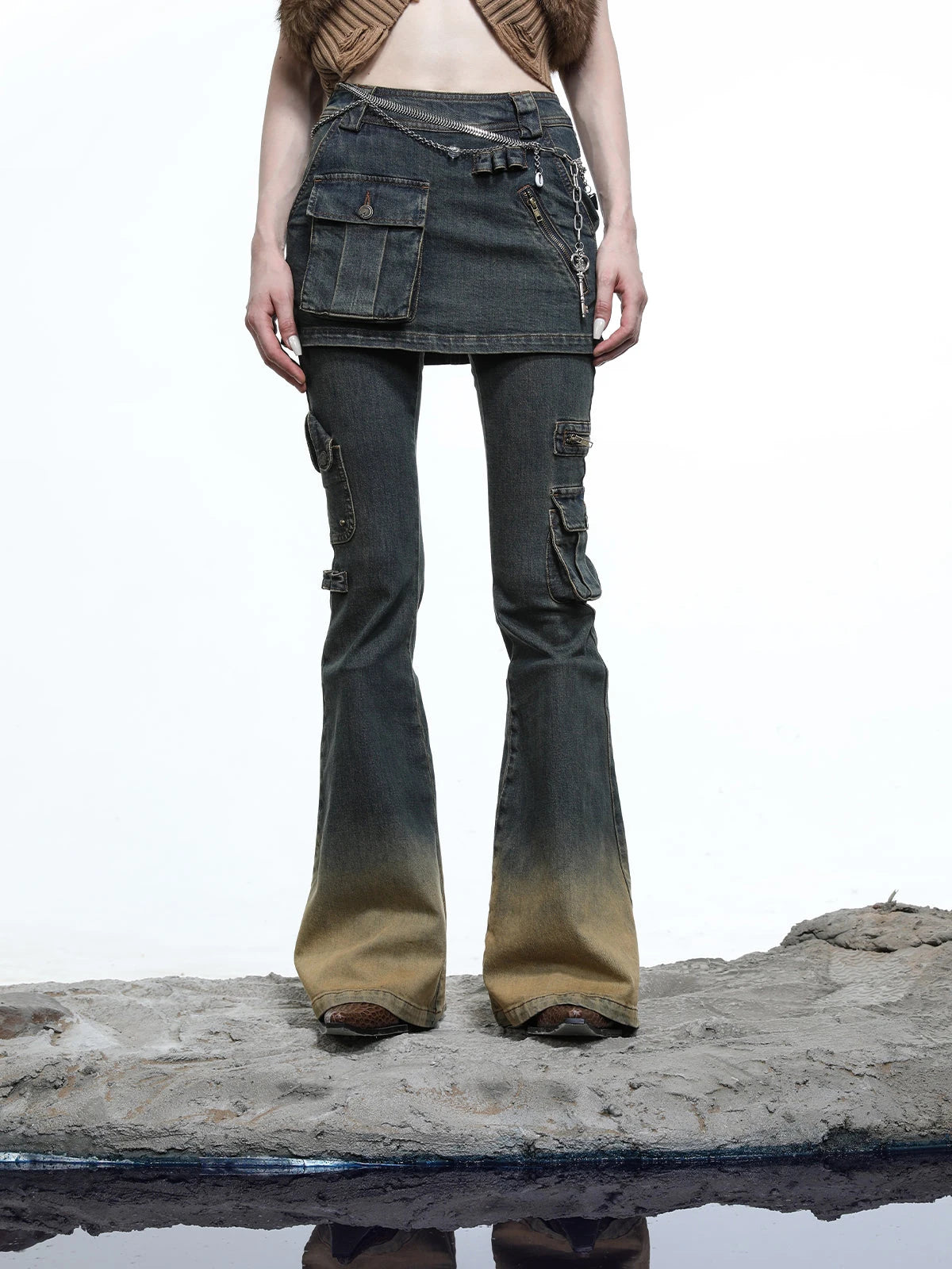 Moon Priestess Washed Denim Culottes