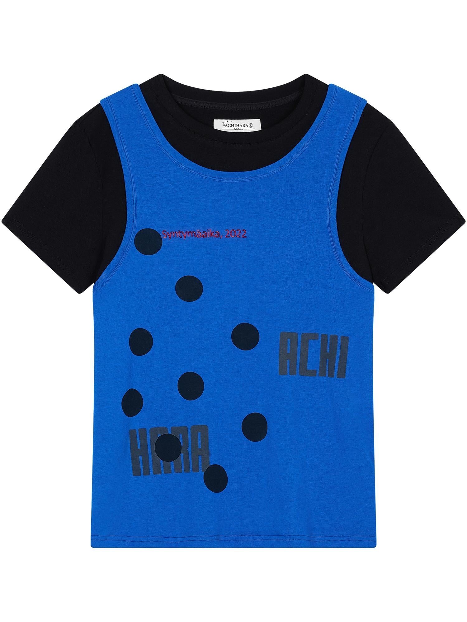Achihara Tide Dot Mock Layered Knit Tee