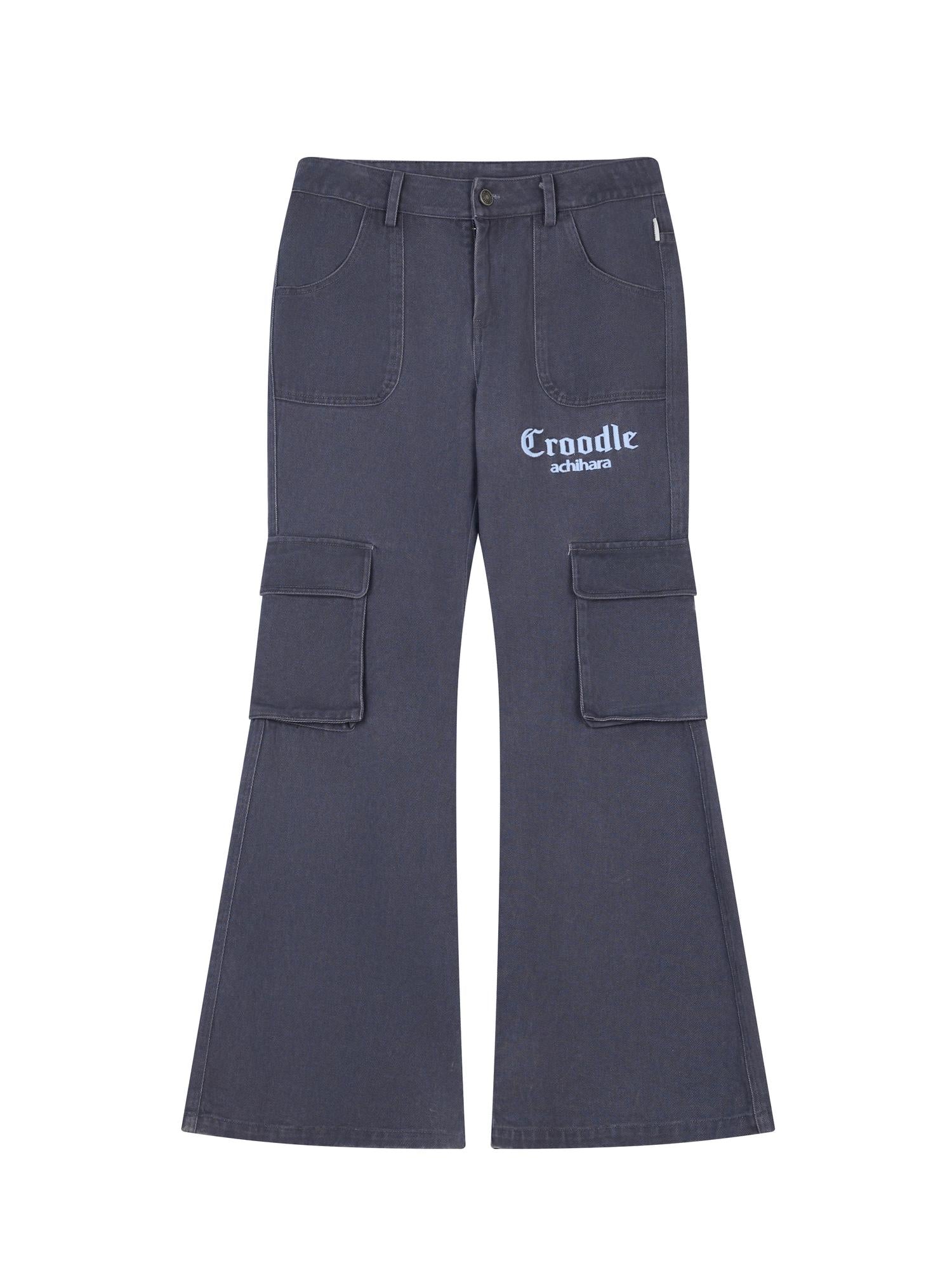 Achihara Gothic Pigeon Low Rise Flare Cargo Pants