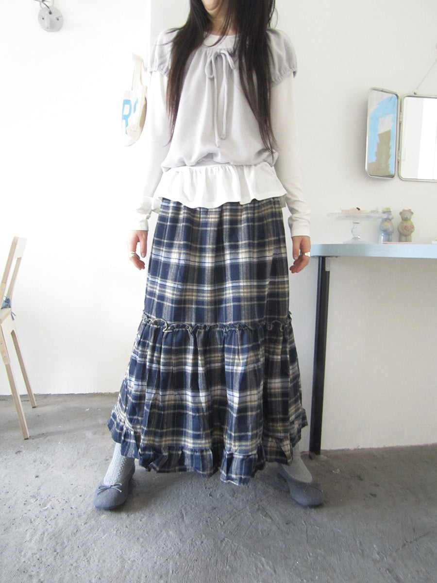 ang project Vintage Plaid Lace Up Waist A Line Skirt