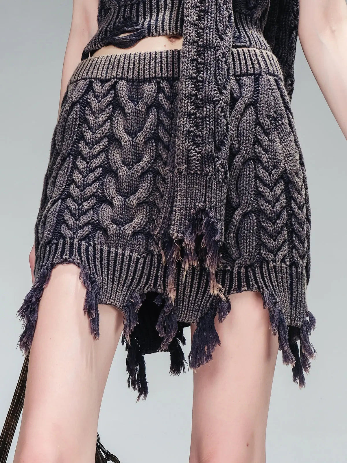 Vintage Washed Thick Cable Knit Sweater Set