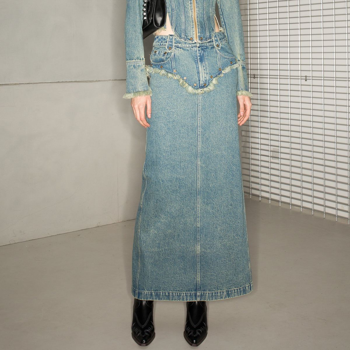 NN NORTH NODE Distressed Frayed Denim Set 2024 Ss