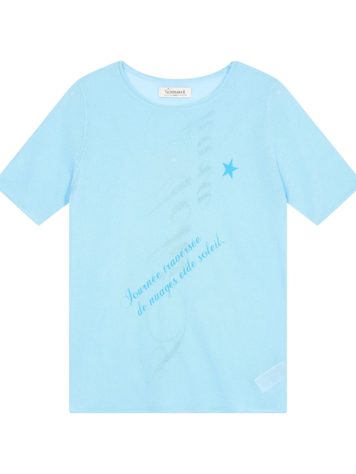 Sea Salt French Print Cropped Tee V-Neck T-Shirt Long-Sleeve