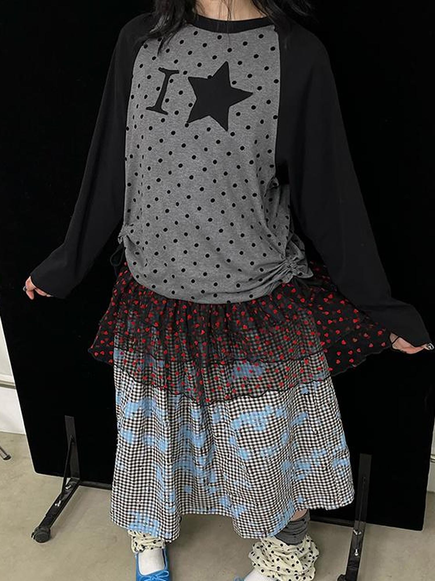 Ttsunami Blue Splatter Print Flared Midi Skirt With Layers Skirts