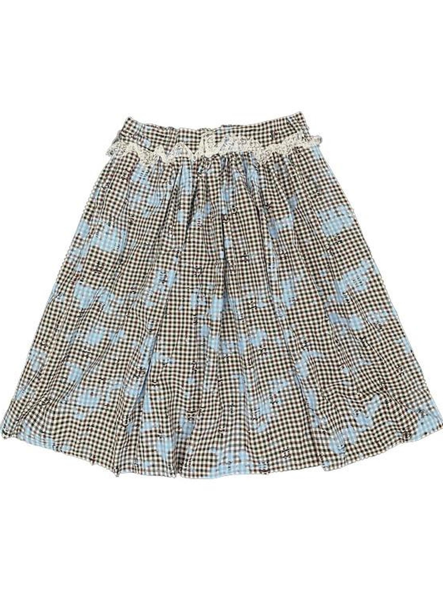 Ttsunami Blue Splatter Print Flared Midi Skirt With Layers Skirts