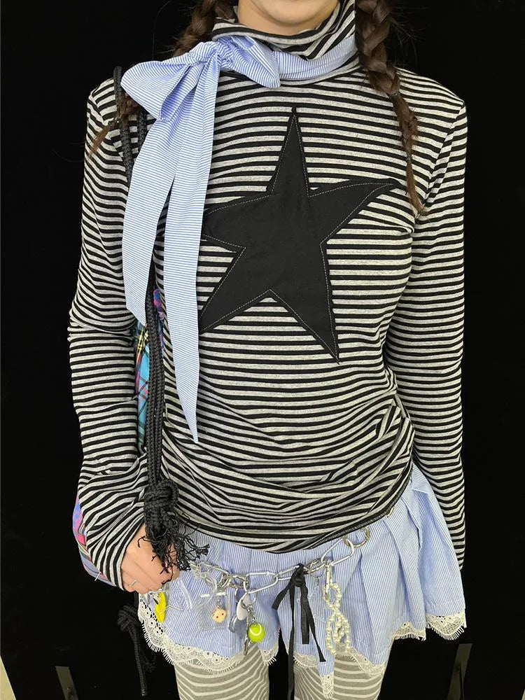 Blue Striped Scarf For Fall Winter Neck Warmer Accessories