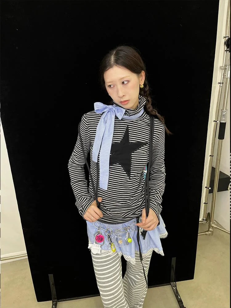 Blue Striped Scarf For Fall Winter Neck Warmer Accessories