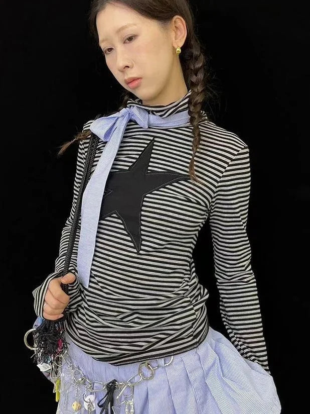 Blue Striped Scarf For Fall Winter Neck Warmer Accessories