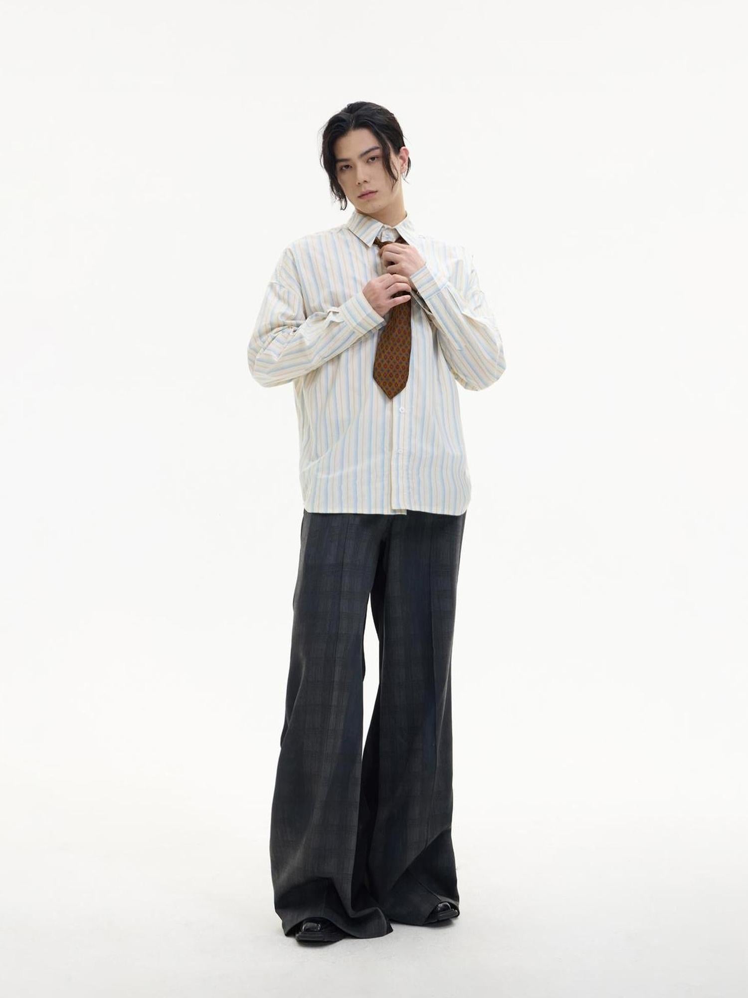 Peoplesense Blue White Striped Loose Fit Cotton Shirt With Folk Embroidery