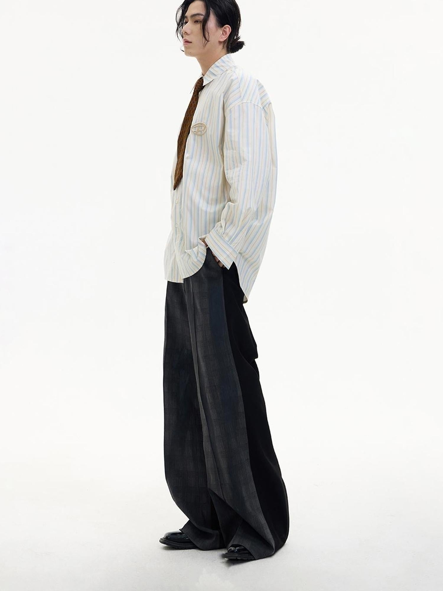 Peoplesense Blue White Striped Loose Fit Cotton Shirt With Folk Embroidery