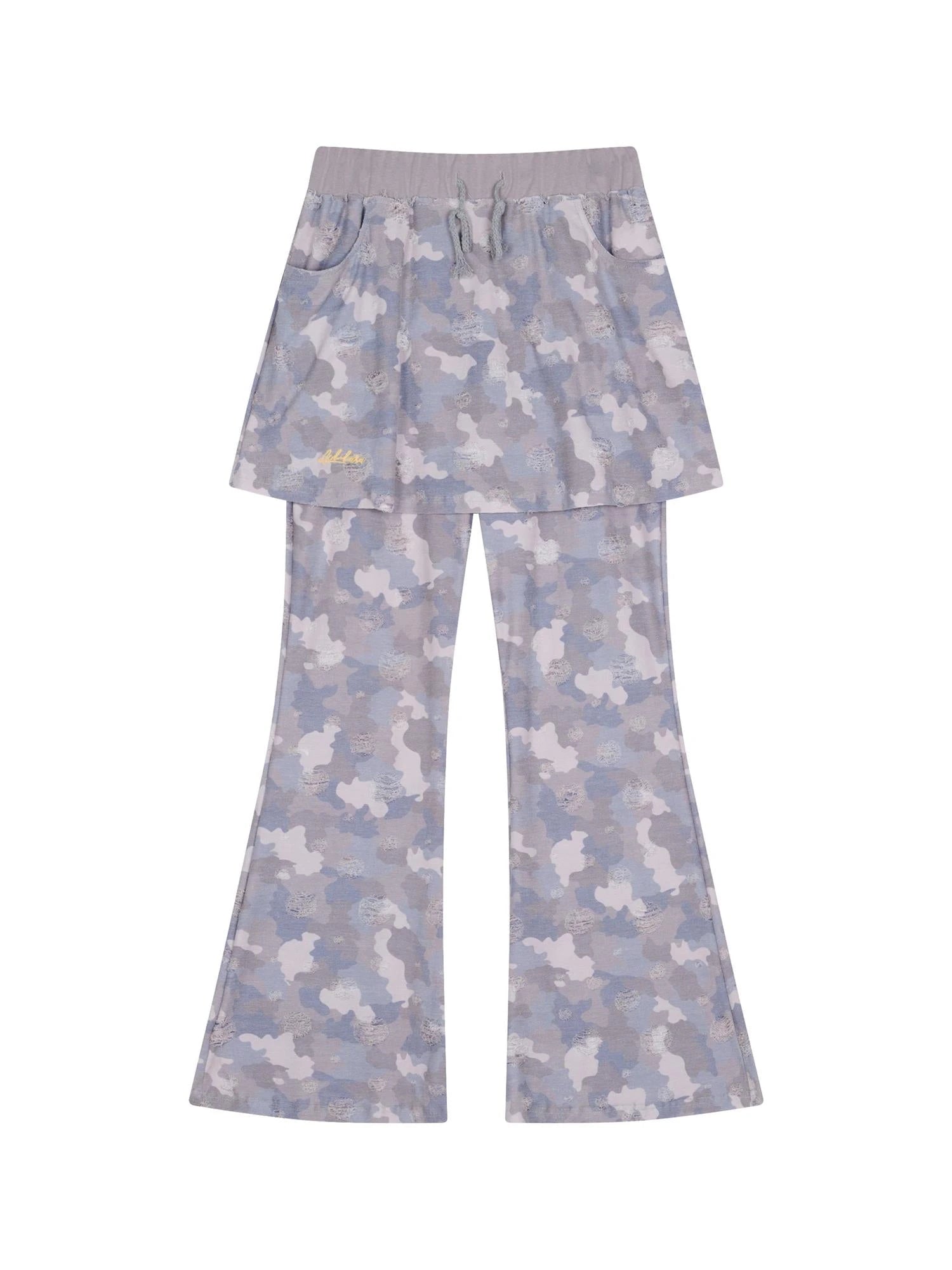 Blueberry Ice Camouflage Flare Palazzo Pants