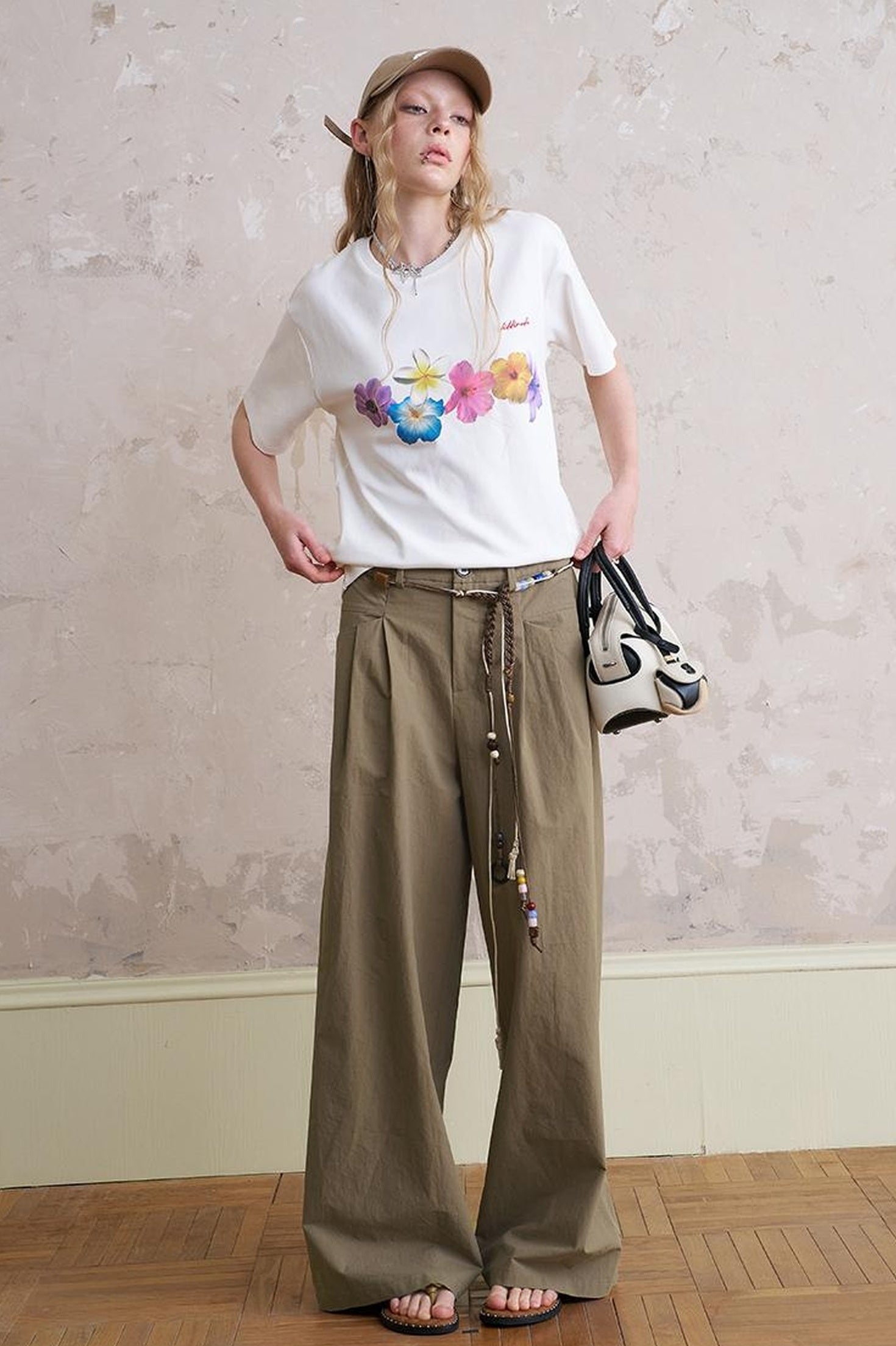 DIDDI MODA Bohemian Beaded Wide Leg Pants With DIY Waist Chain