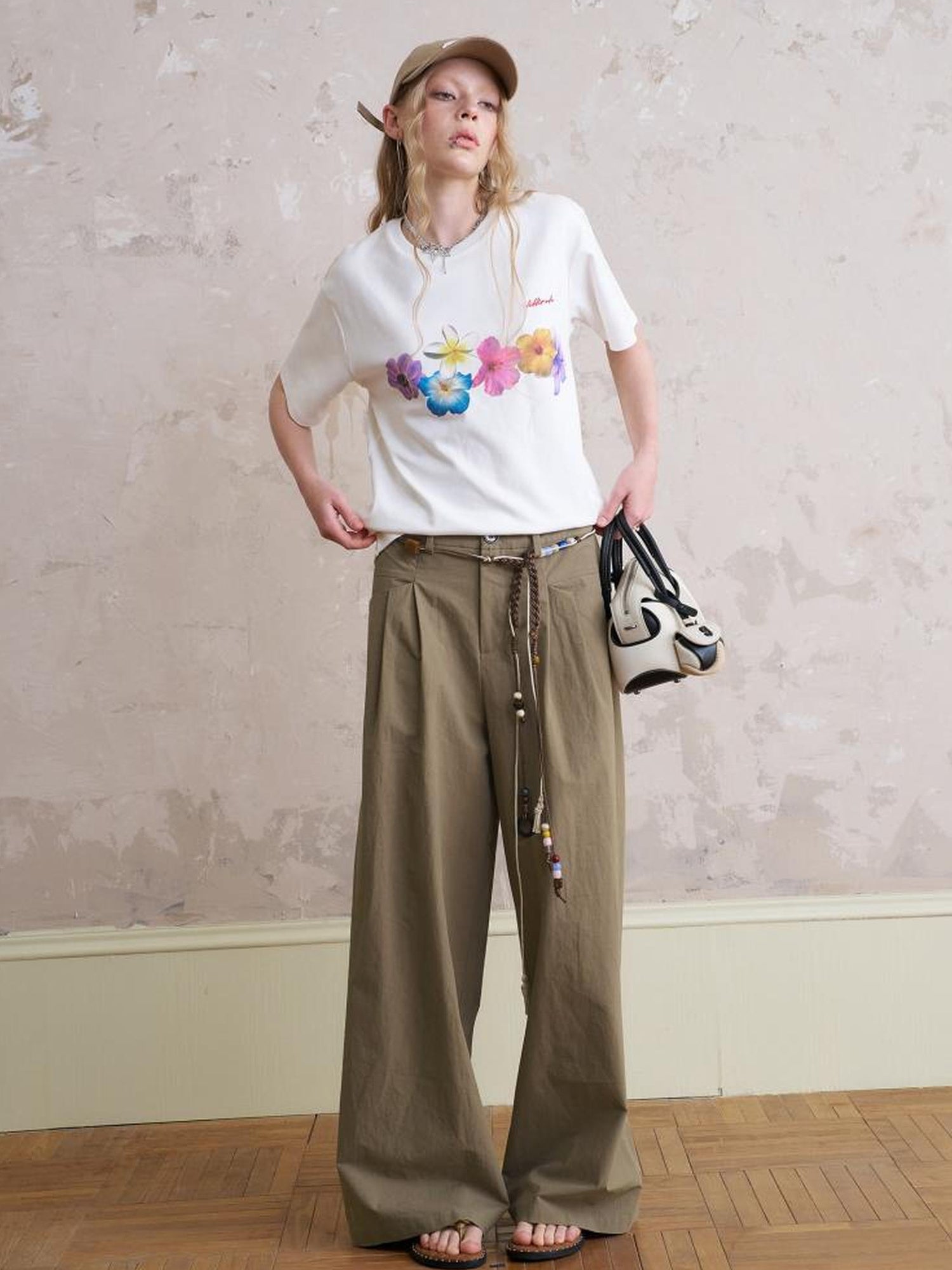 DIDDI MODA Bohemian Beaded Wide Leg Pants With DIY Waist Chain