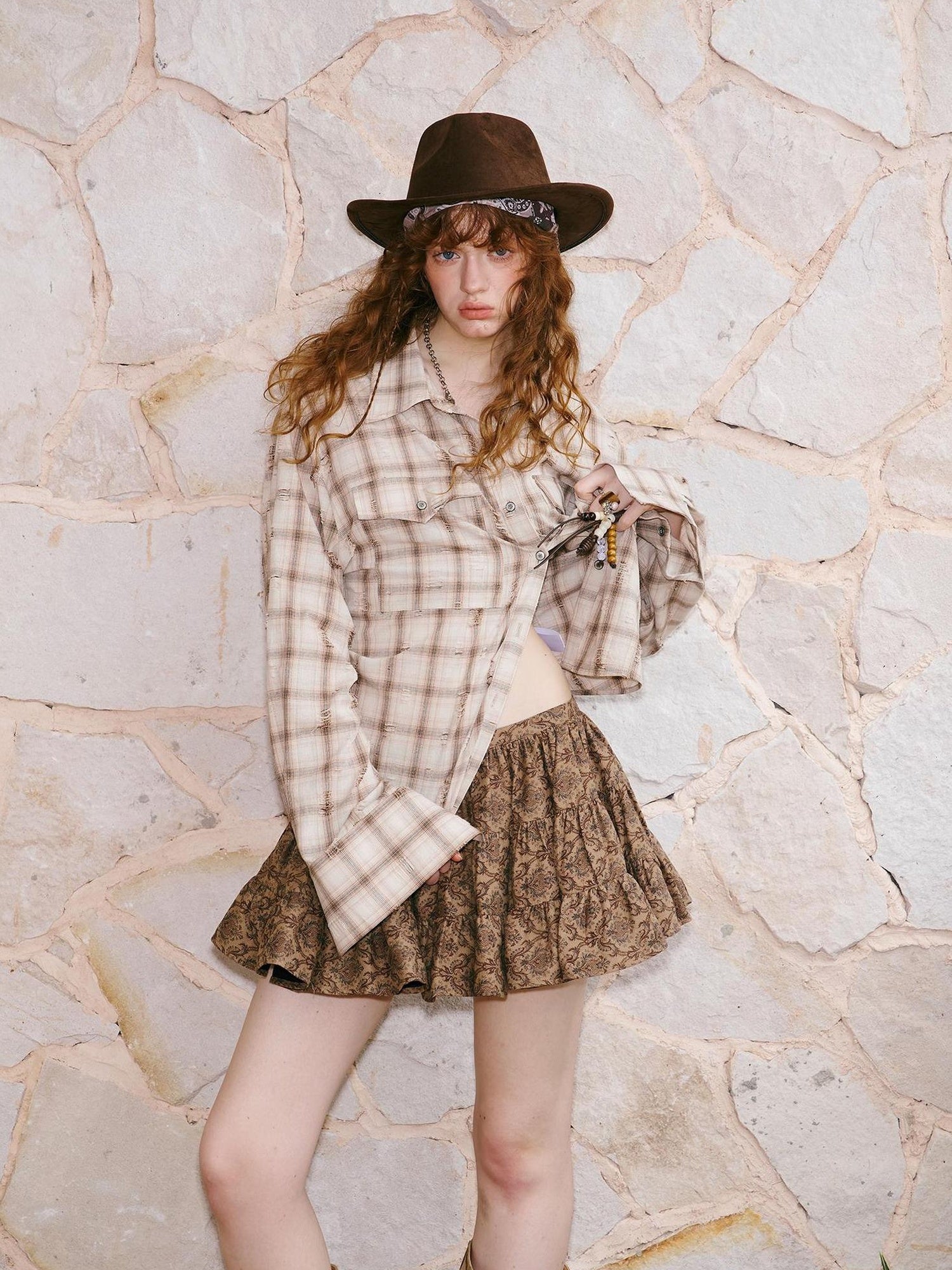 DIDDI MODA Bohemian Floral A Line Mini Puff Skirt