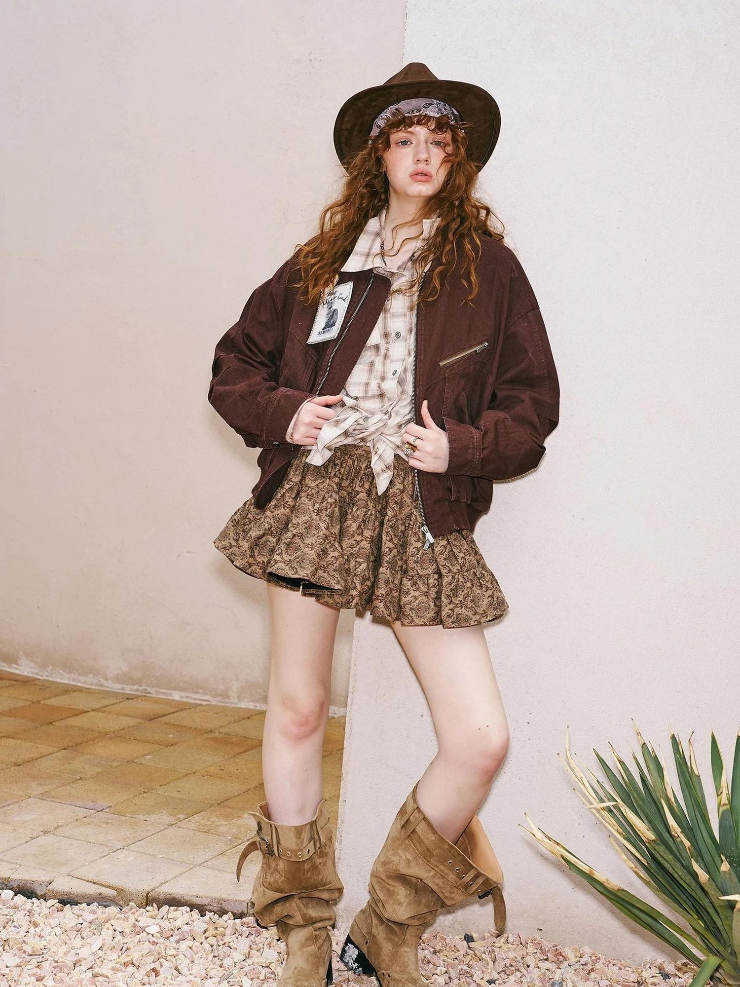 Bohemian Floral A Line Mini Puff Skirt