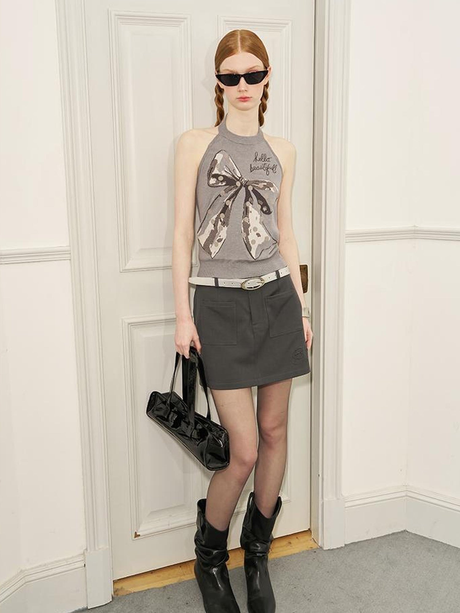 DIDDI MODA Bow Dot Letter Sleeveless Layered Vest Top