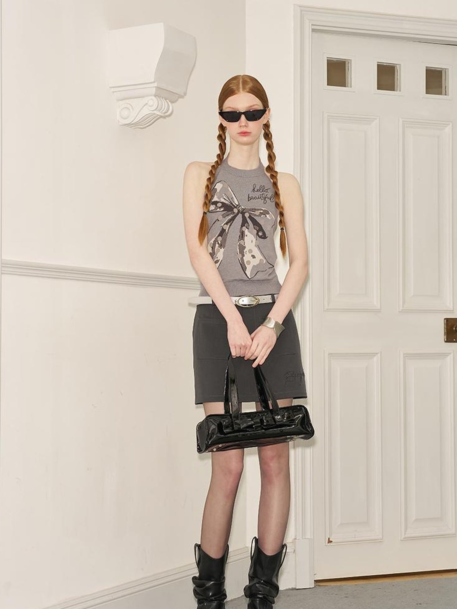 DIDDI MODA Bow Dot Letter Sleeveless Layered Vest Top