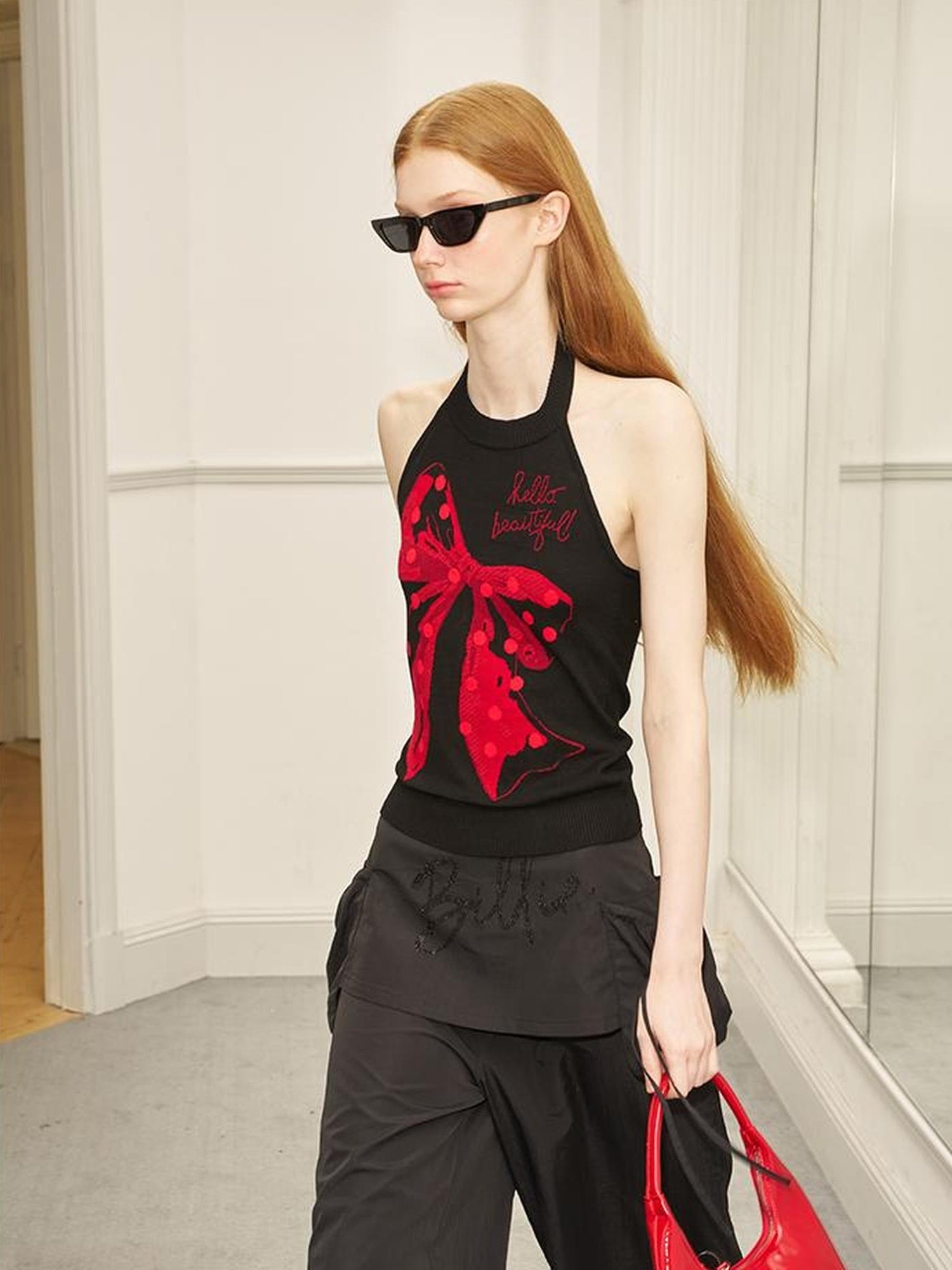 DIDDI MODA Bow Dot Letter Sleeveless Layered Vest Top