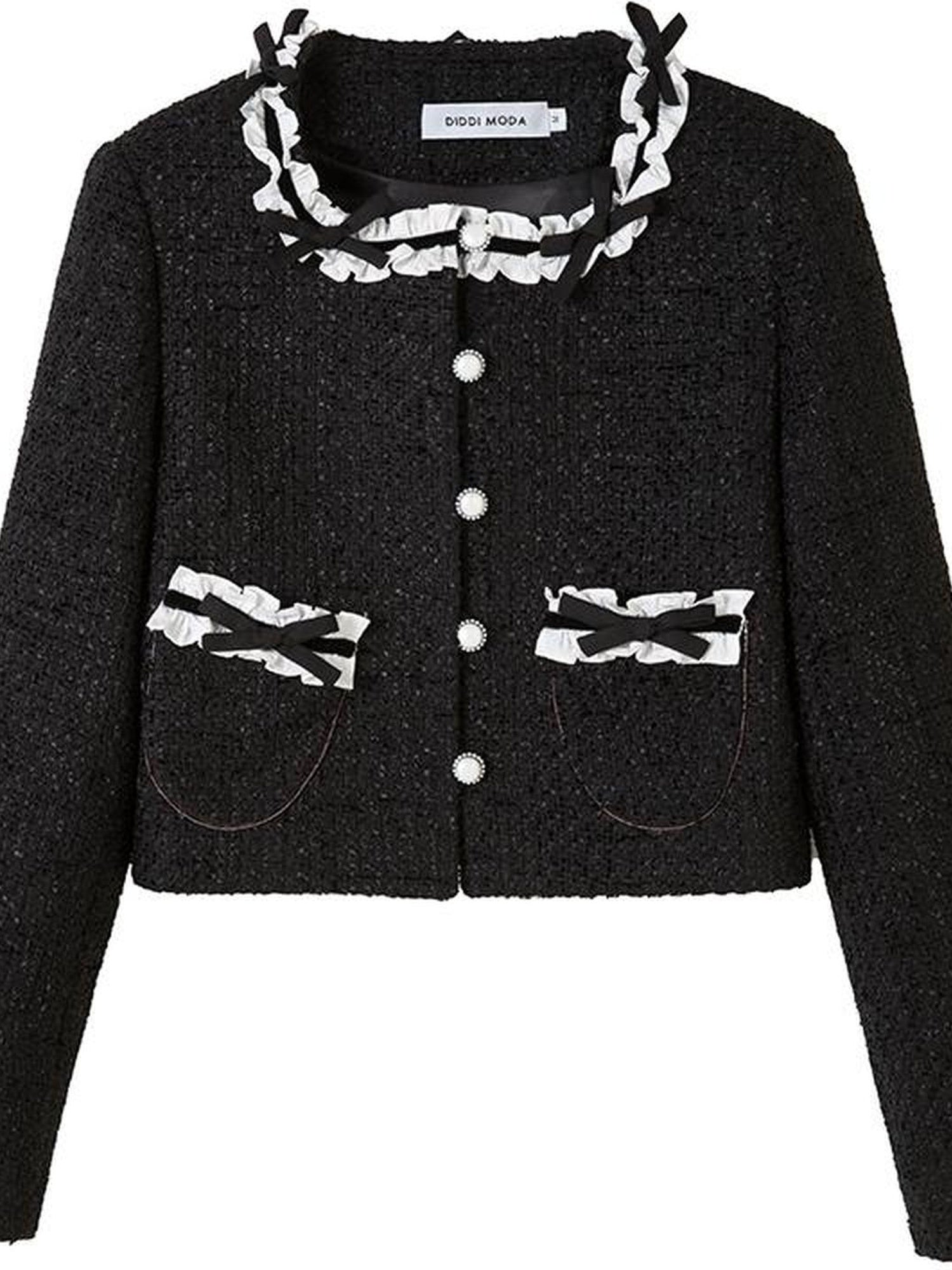 DIDDI MODA Bow Tie Chanel Style Knit Pleated Skirt Set