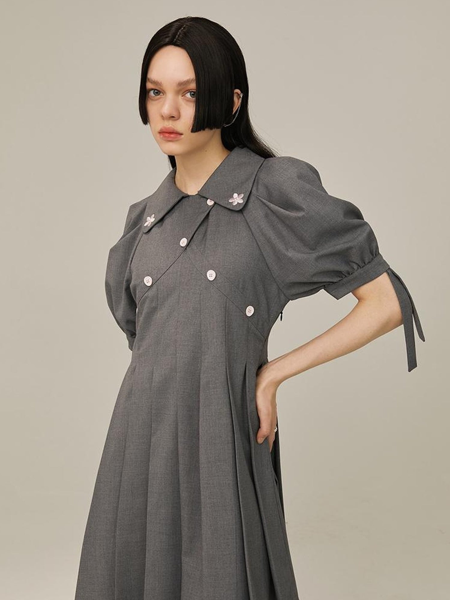 DIDDI MODA Box Sleeve Pleated Asym Skirt