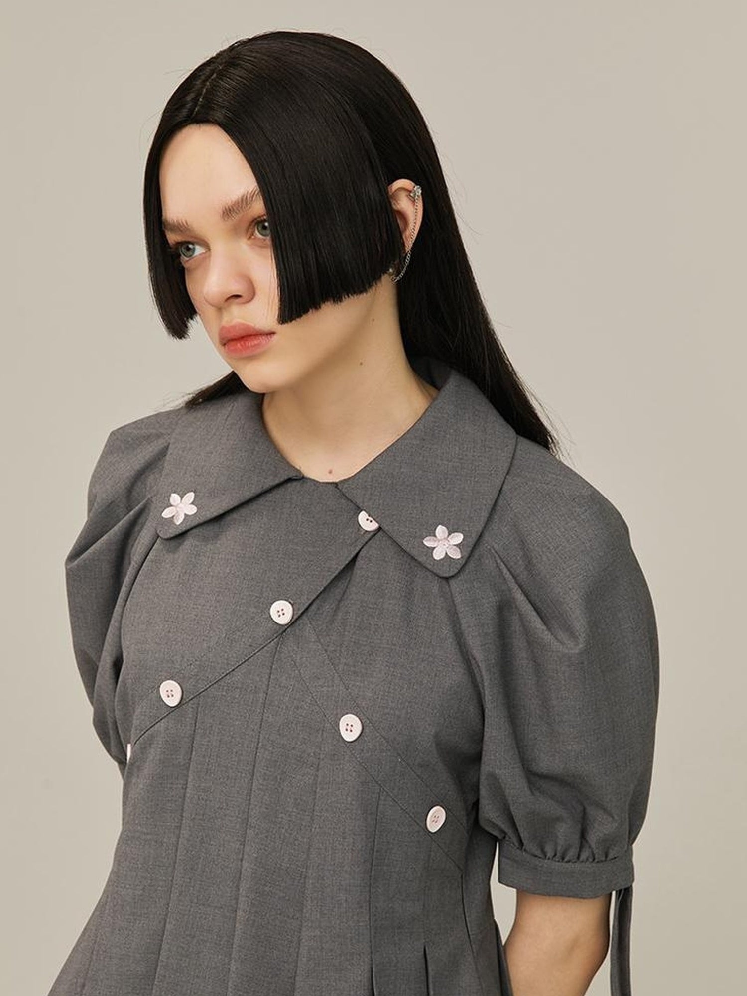 DIDDI MODA Box Sleeve Pleated Asym Skirt