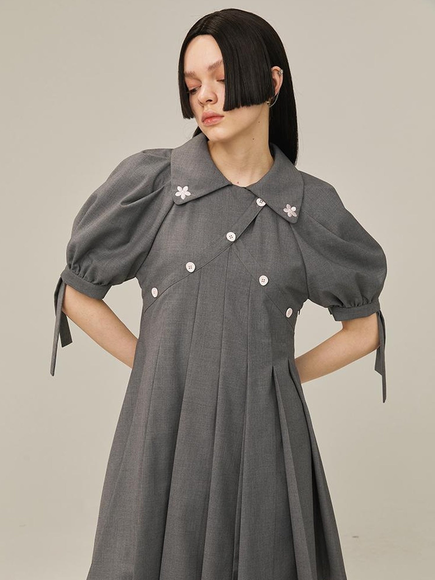 DIDDI MODA Box Sleeve Pleated Asym Skirt