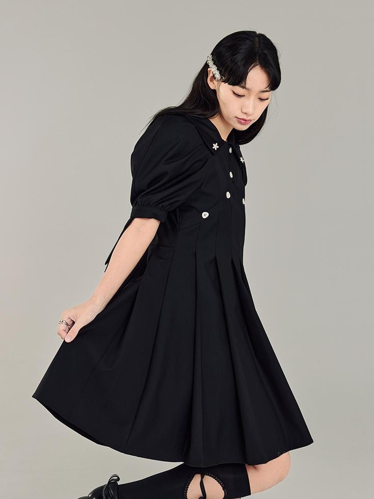 DIDDI MODA Box Sleeve Pleated Asym Skirt