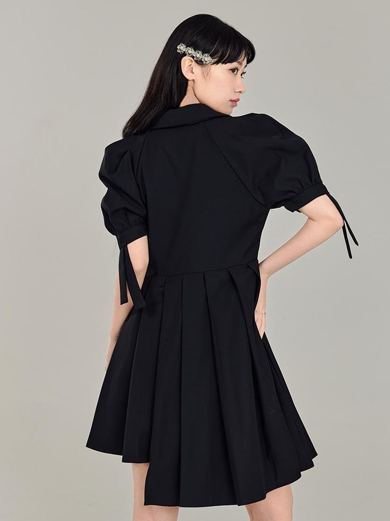 DIDDI MODA Box Sleeve Pleated Asym Skirt