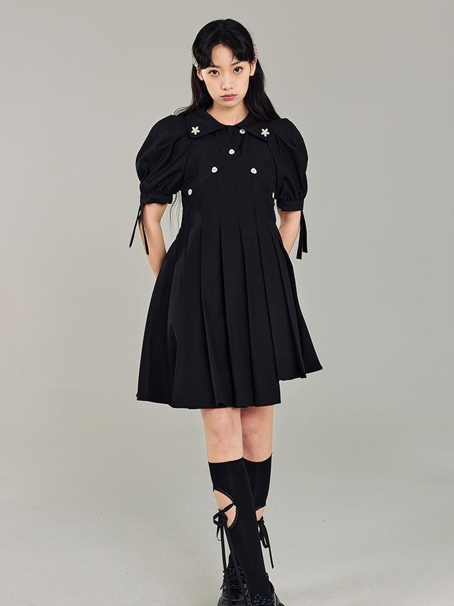 DIDDI MODA Box Sleeve Pleated Asym Skirt
