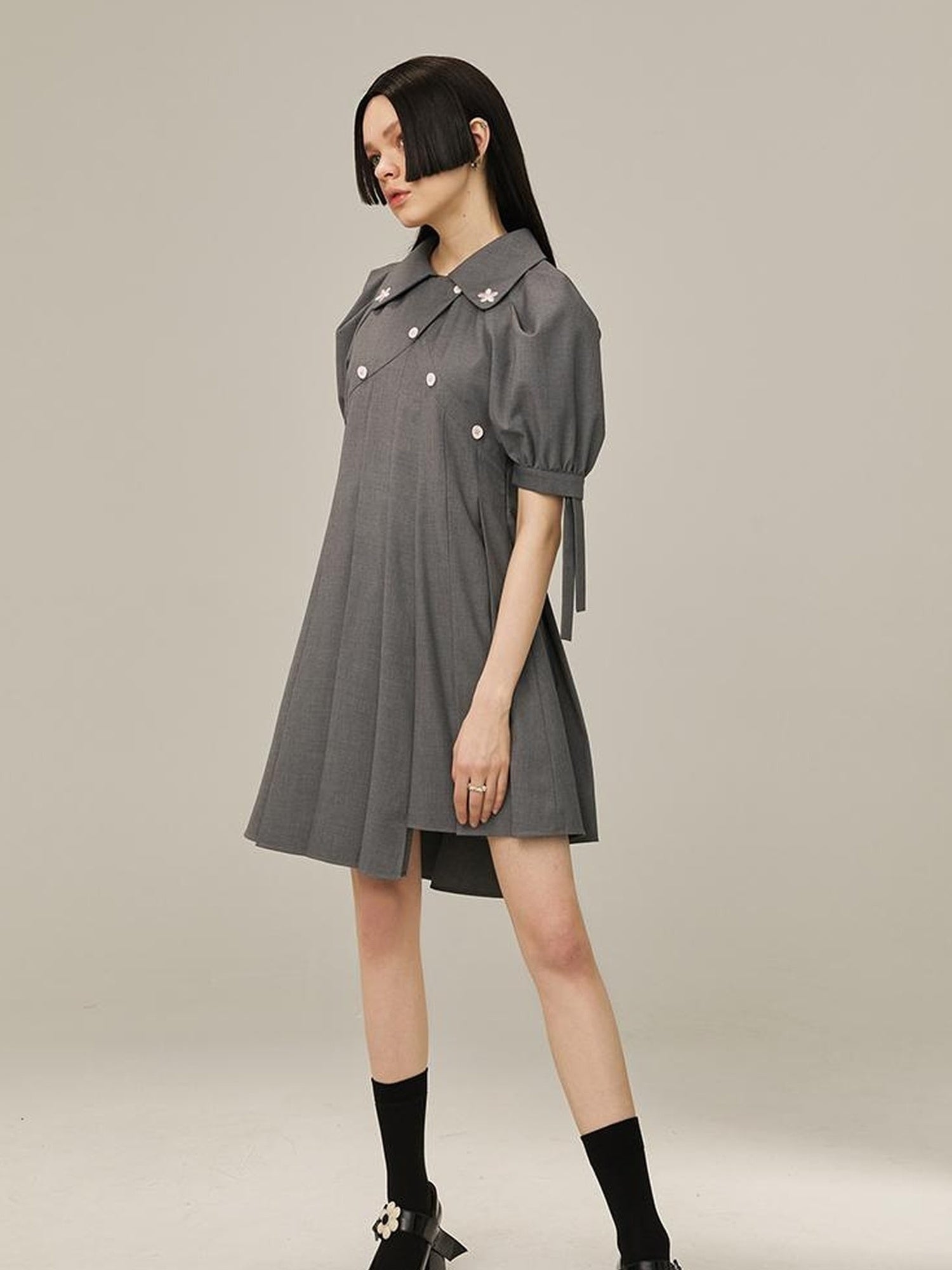 DIDDI MODA Box Sleeve Pleated Asym Skirt