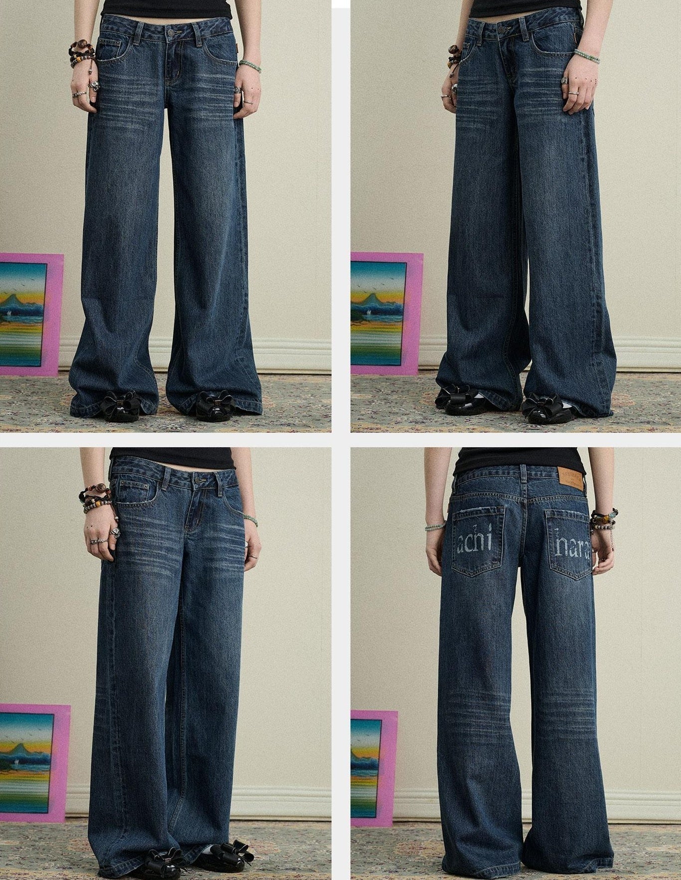 Achihara Breezy Wash Wide Leg Jeans