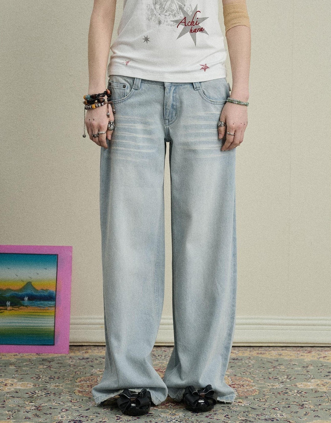 Achihara Breezy Wash Wide Leg Jeans