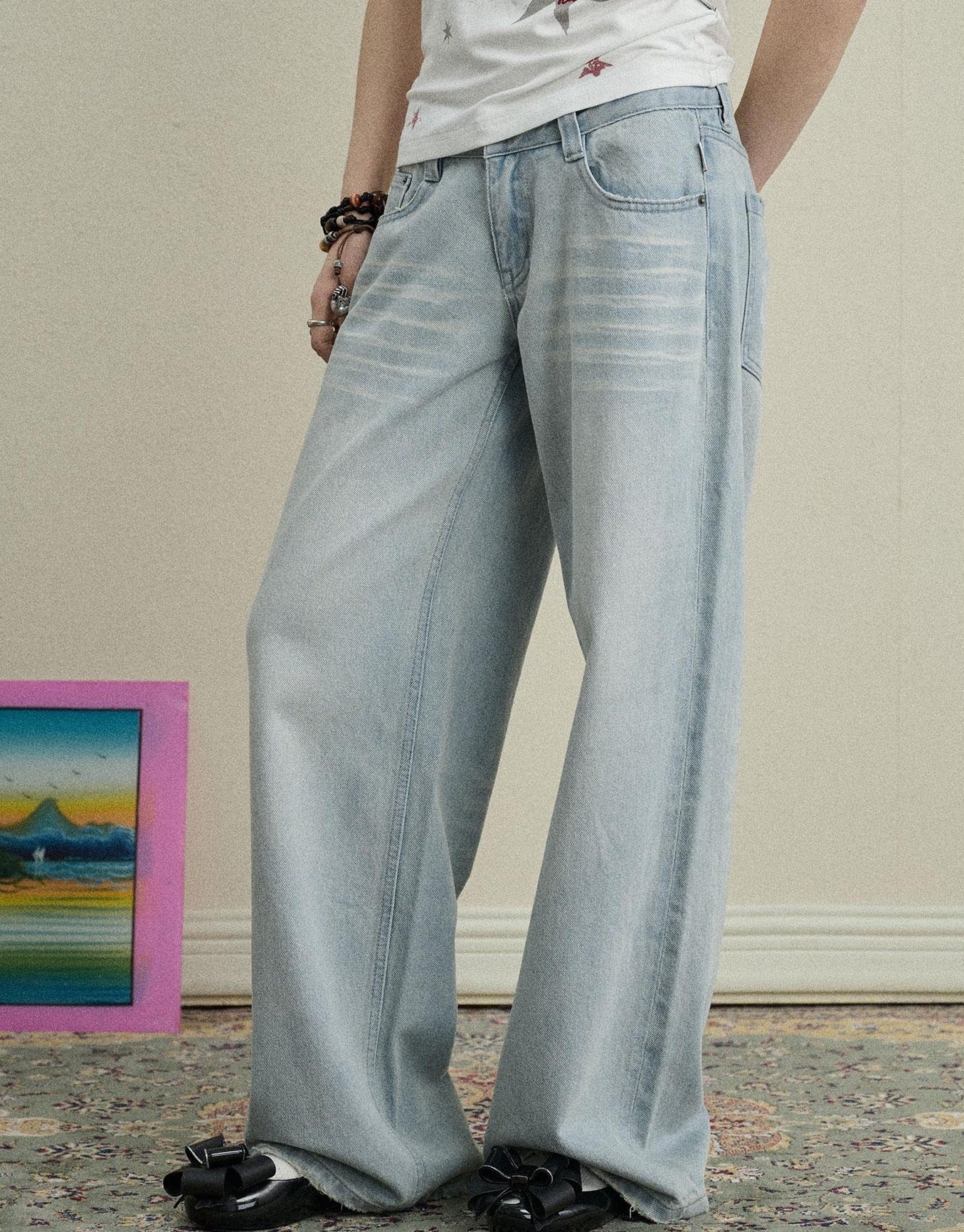 Achihara Breezy Wash Wide Leg Jeans