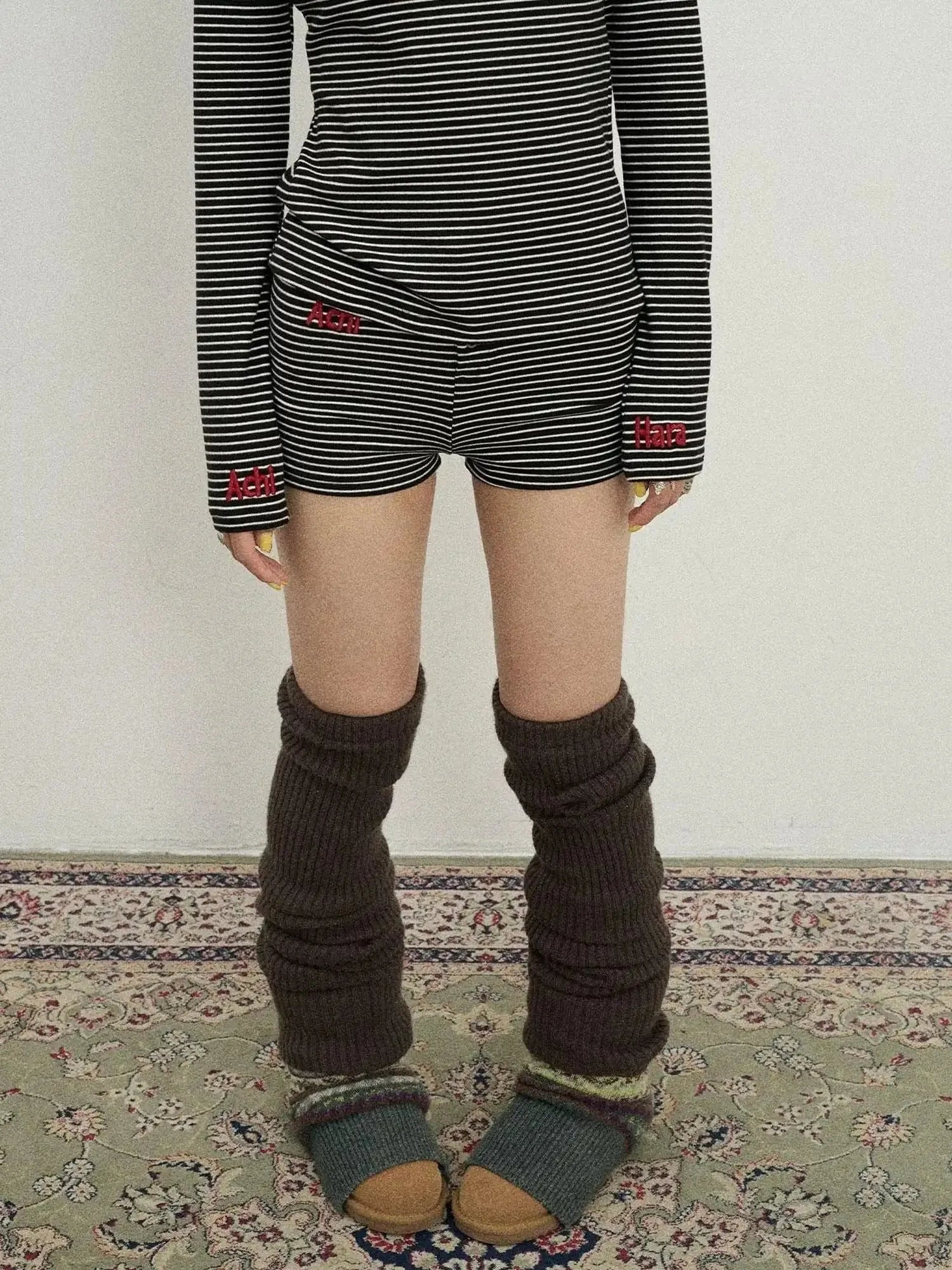 Breton Raspberry Elastic Waist Striped Shorts