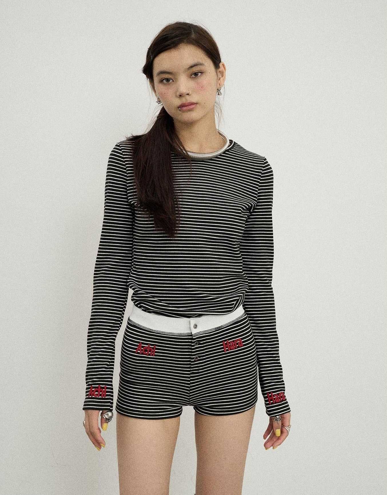 Achihara Breton Raspberry Slim Fit Long Sleeve Tee