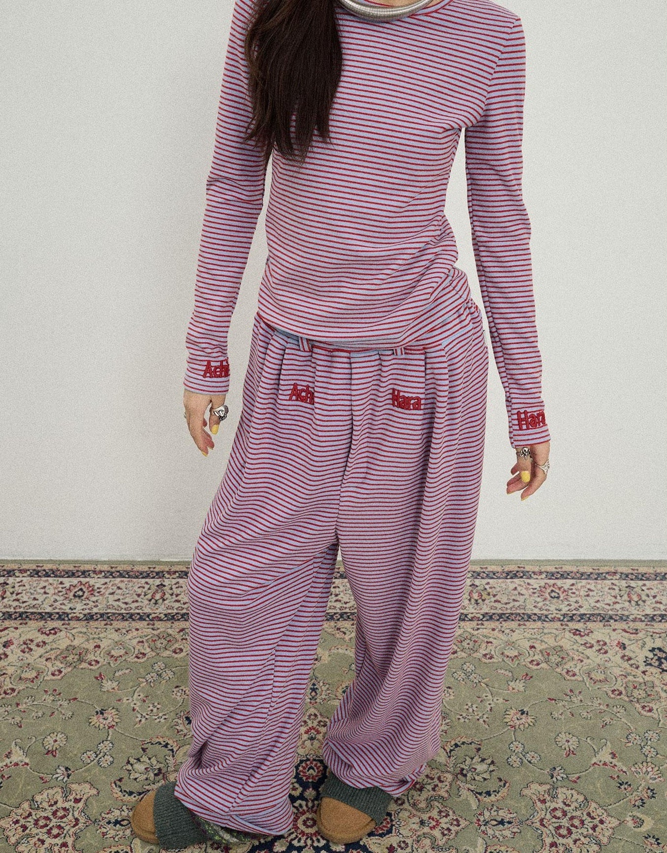 Achihara Breton Raspberry Slim Fit Long Sleeve Tee