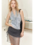 Loose Sleeveless Backless Halter Bikini Top With Ruffle Hem