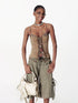 Slim Glitter Leopard Lace Trim Knit Camisole
